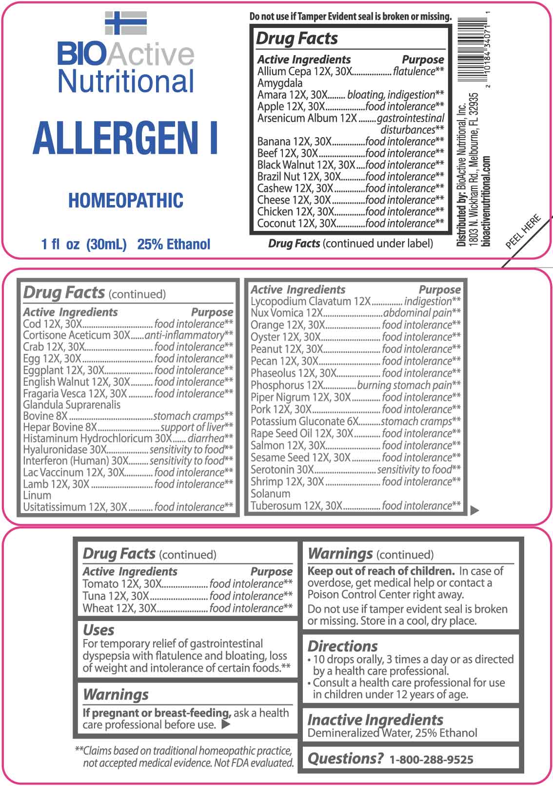 Allergen package label