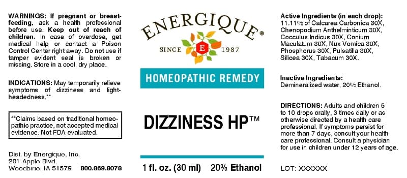 Dizziness package label