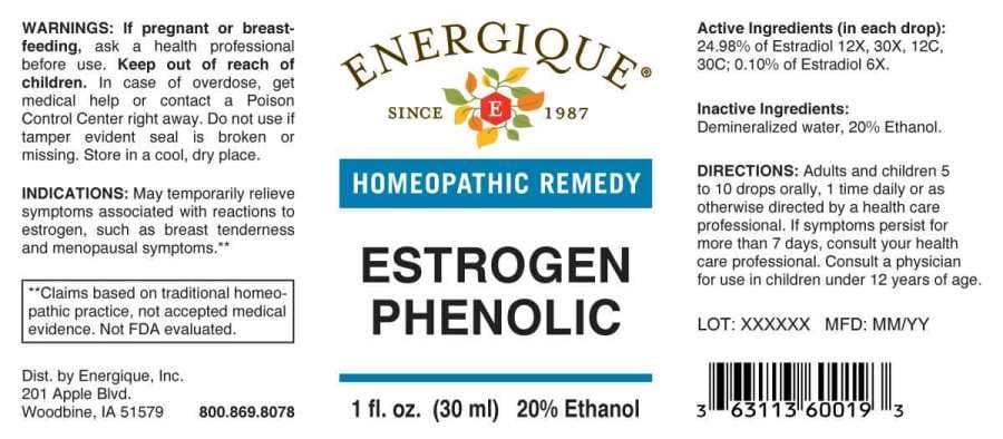 Estrogen Phenolic package label