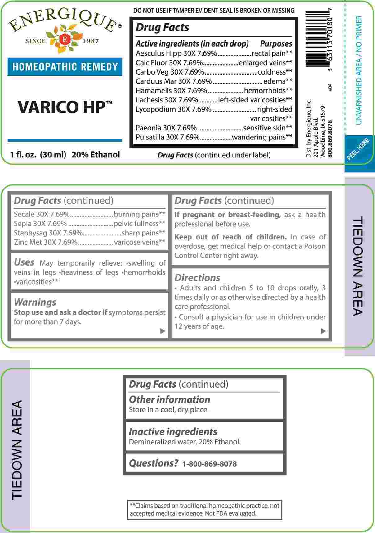 Varico package label