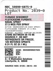 Flonase Sensimist package label