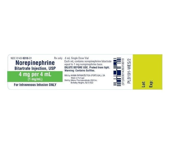 Norepinephrine Bitartrate package label