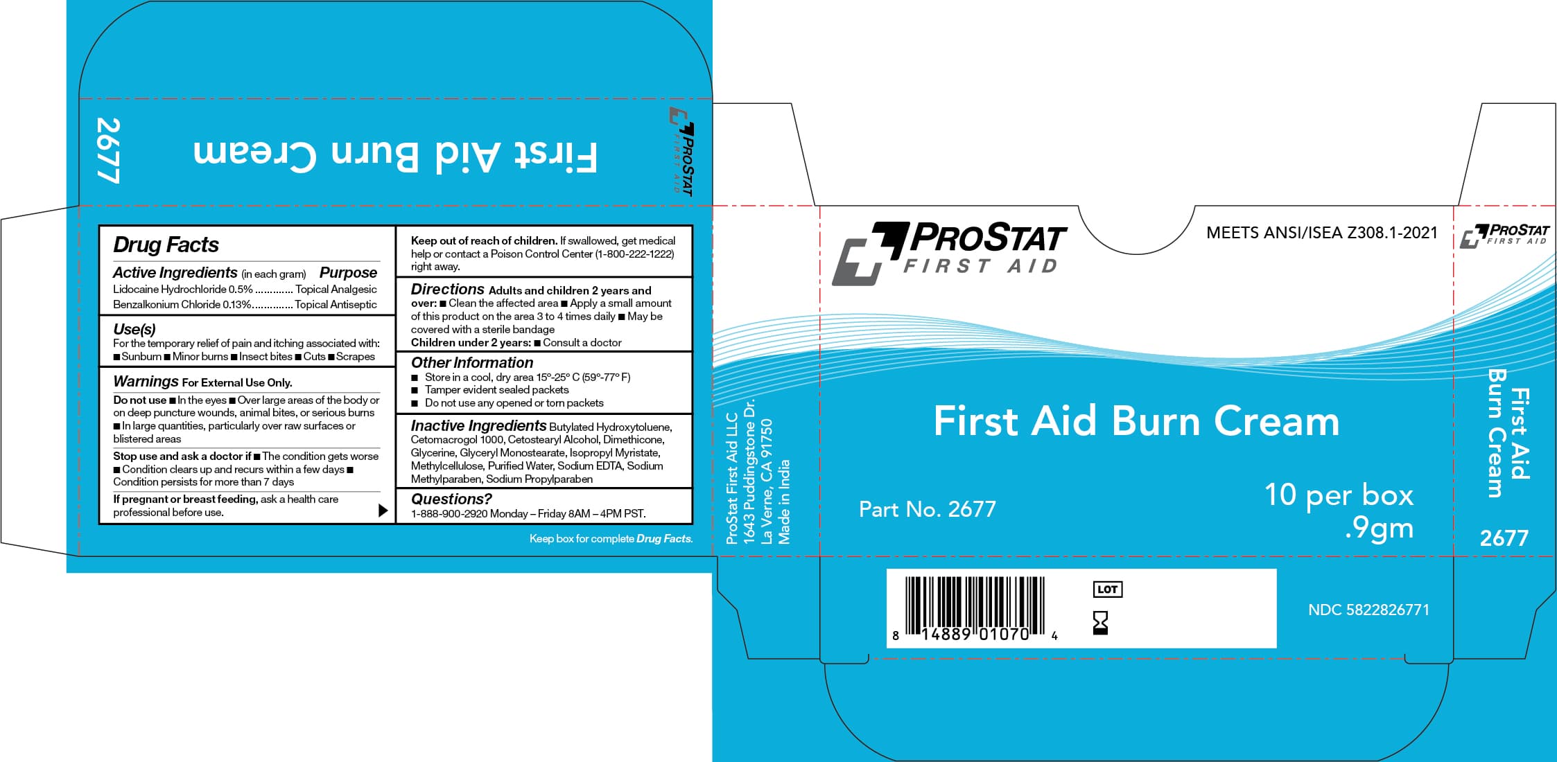 2677 First Aid Burn Cream package label
