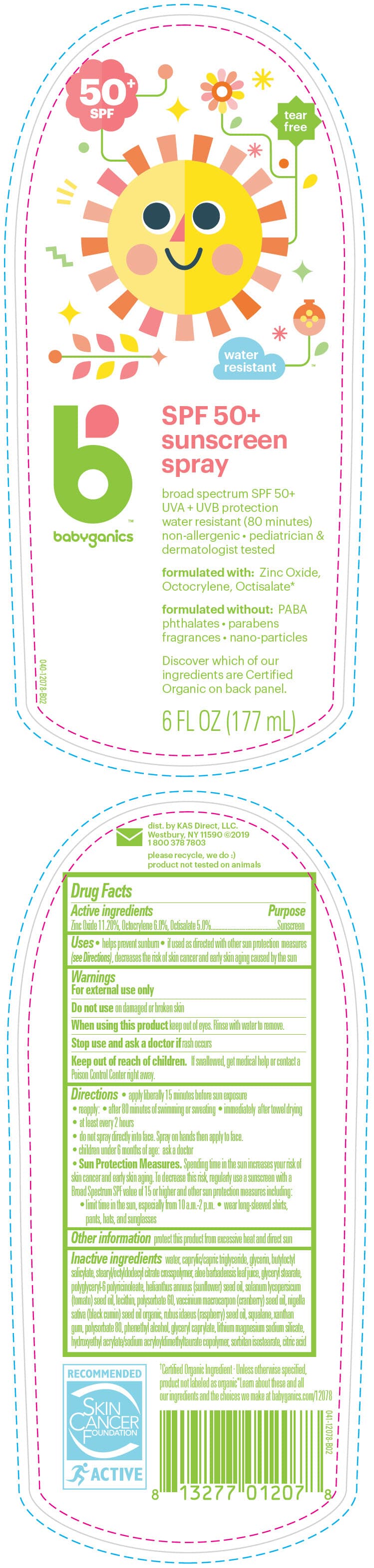 Babyganics SPF 50 Plus Sunscreen package label