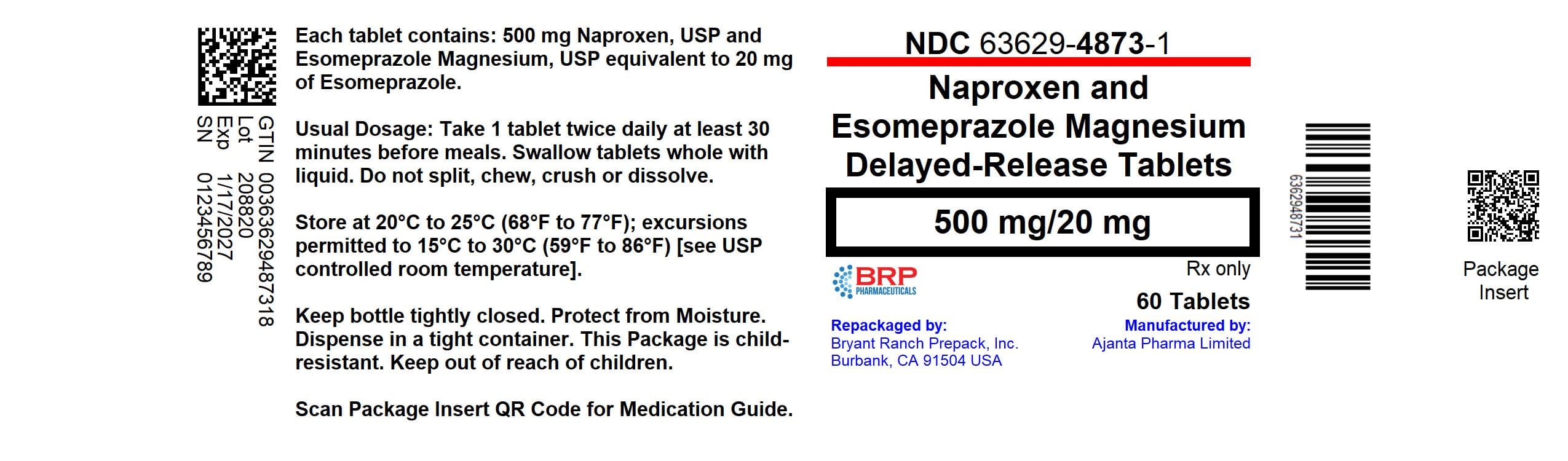 Naproxen and Esomeprazole Magnesium package label