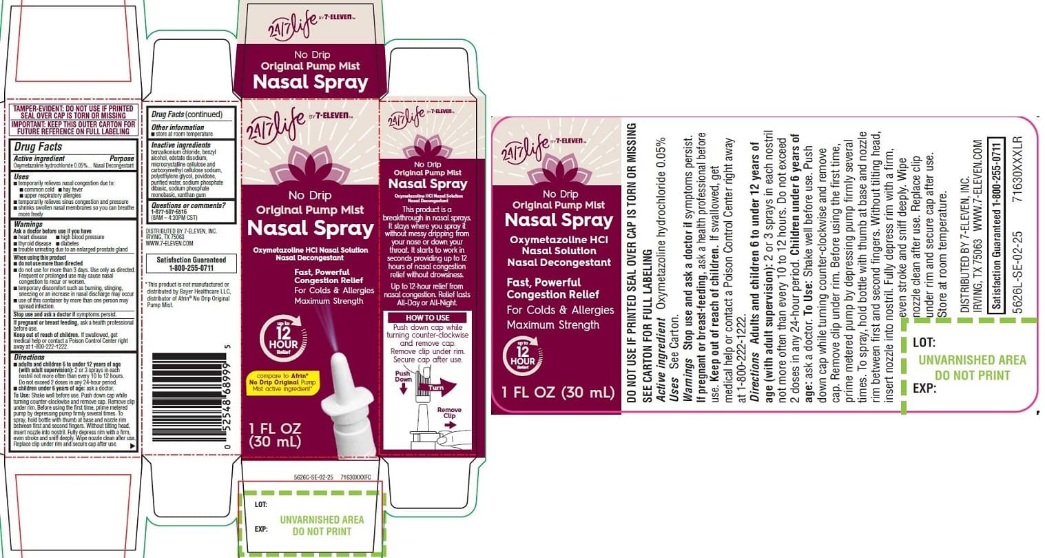 Nasal Spray, 1oz, 24/7 Life by 7-Eleven package label