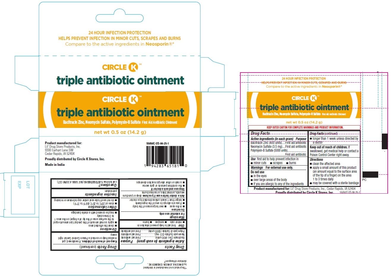 Triple Antibiotic Ointment package label