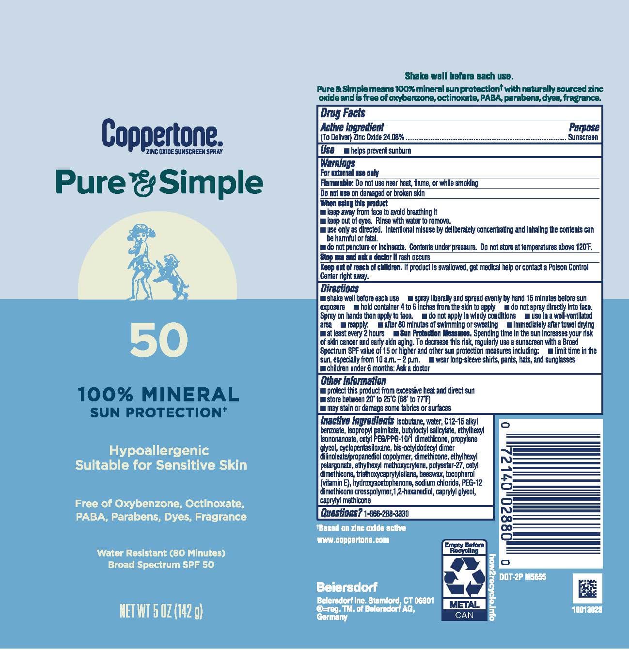 Coppertone Waterbabies Pure and Simple Sunscreen SPF 50 package label