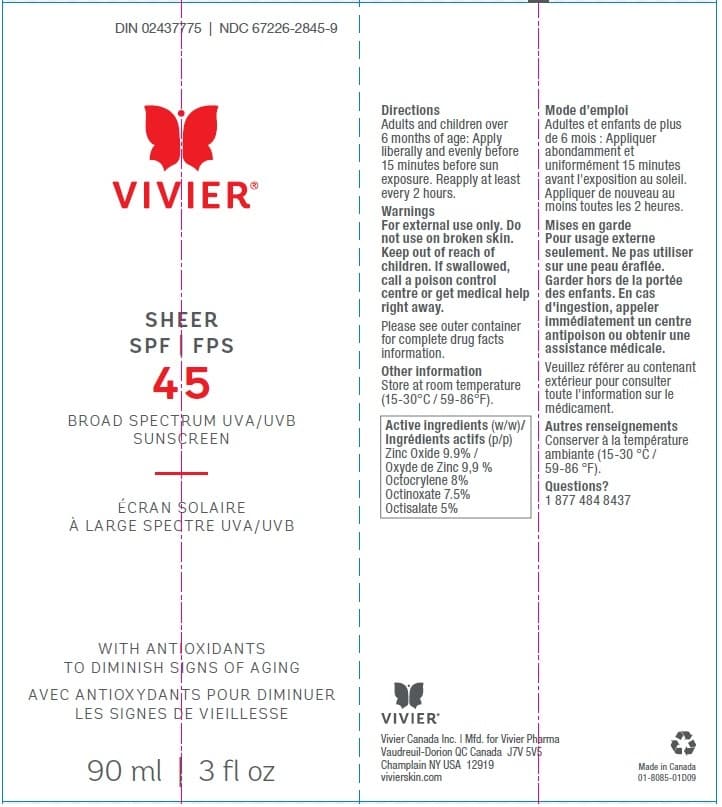 Sheer Broad Spectrum Spf45 package label