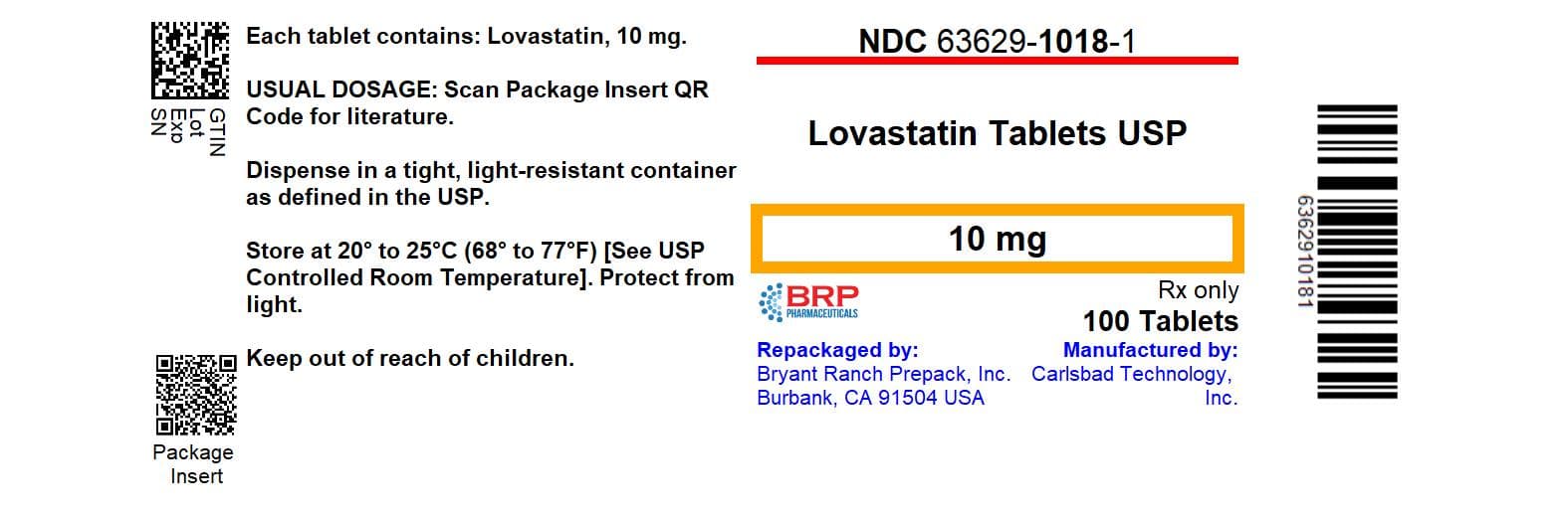 Lovastatin package label