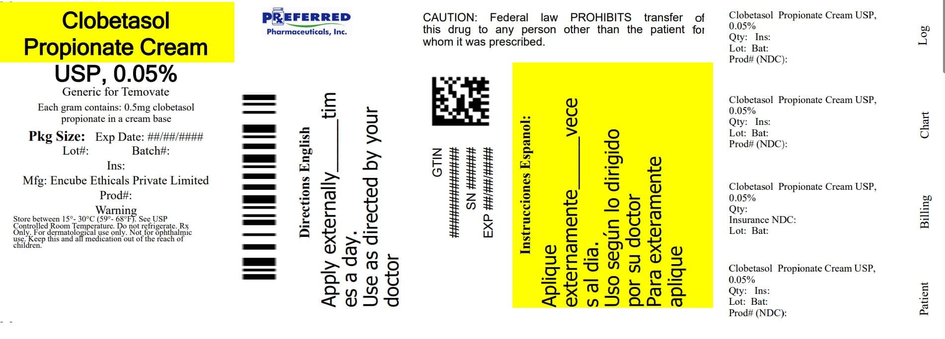 Clobetasol Propionate Cream 0.05% package label