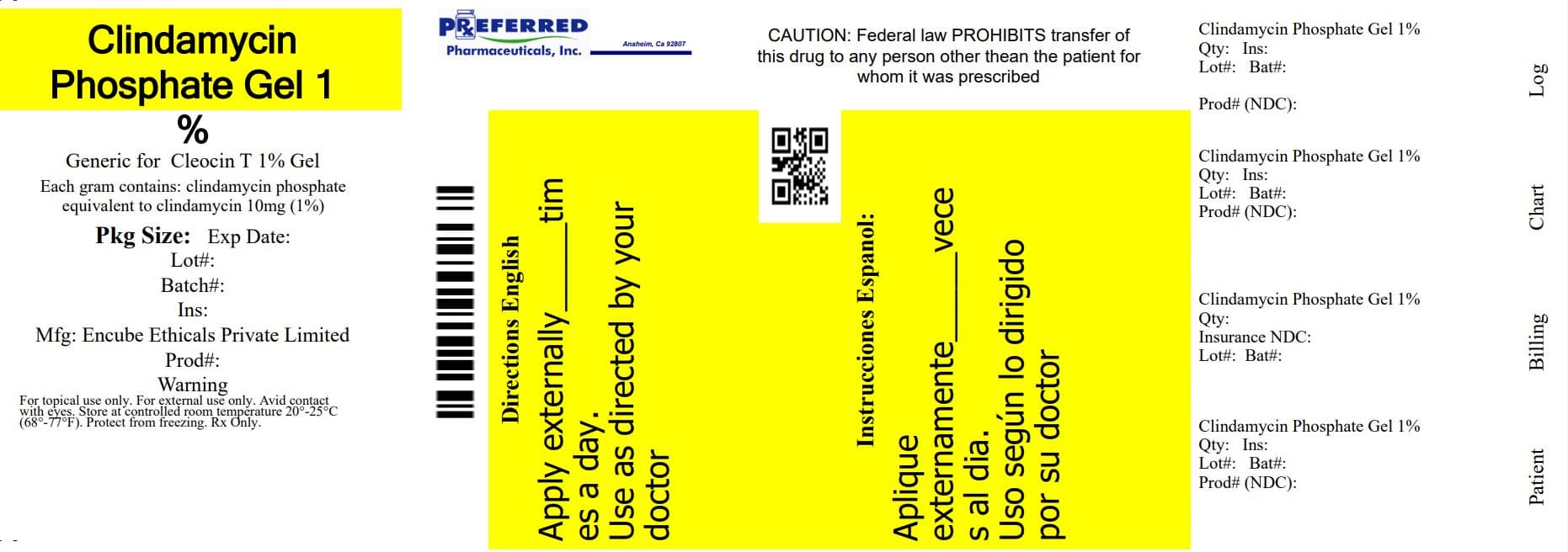 Clindamycin Phosphate 1% package label