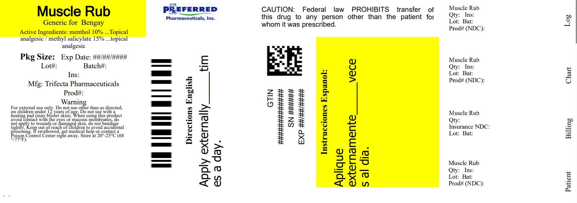 Muscle Rub Cream package label