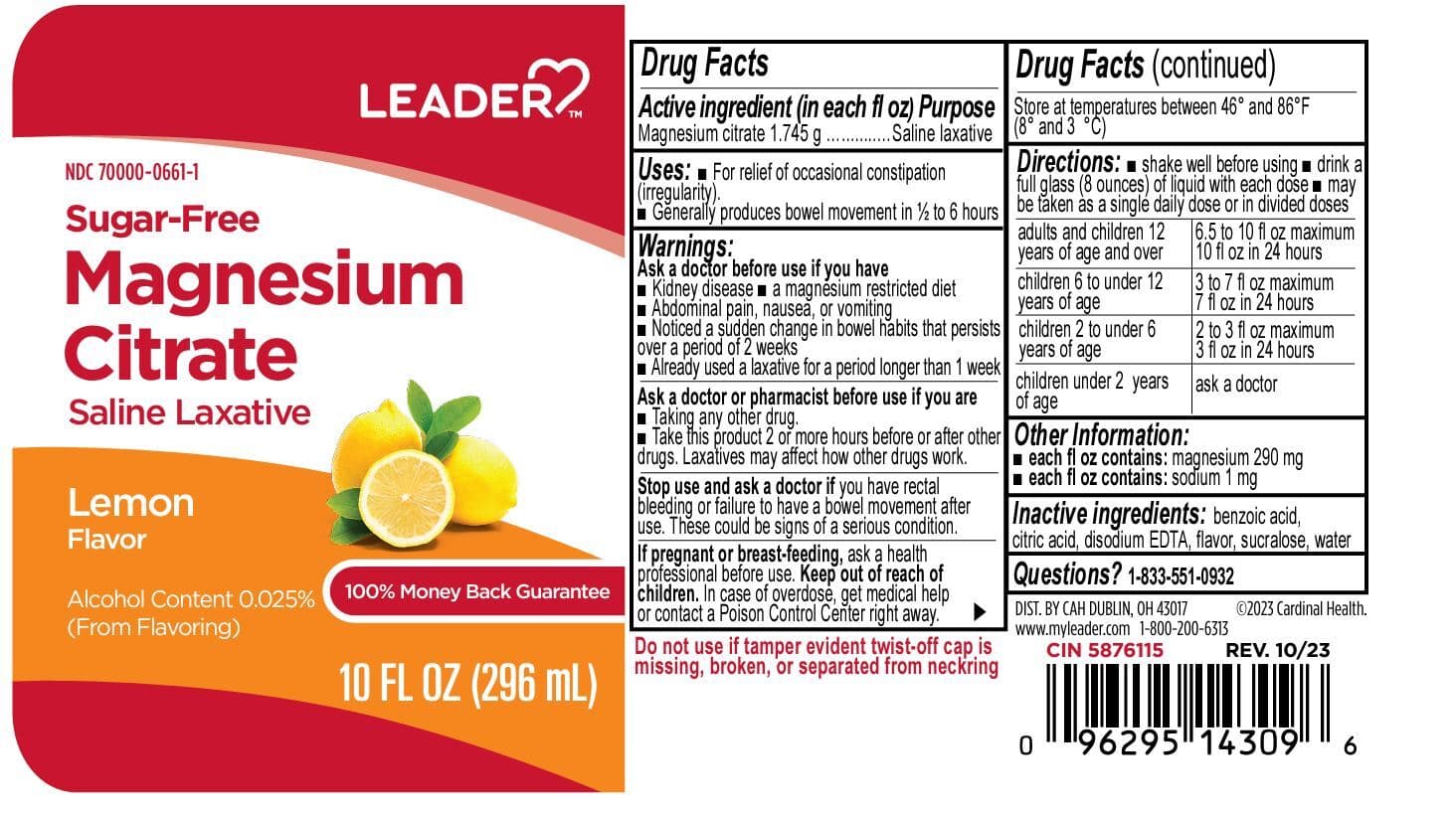 Magnesium Citrate package label