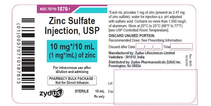 Zinc Sulfate Injection, package label