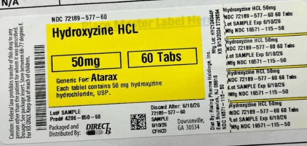 Hydroxyzine HCL package label