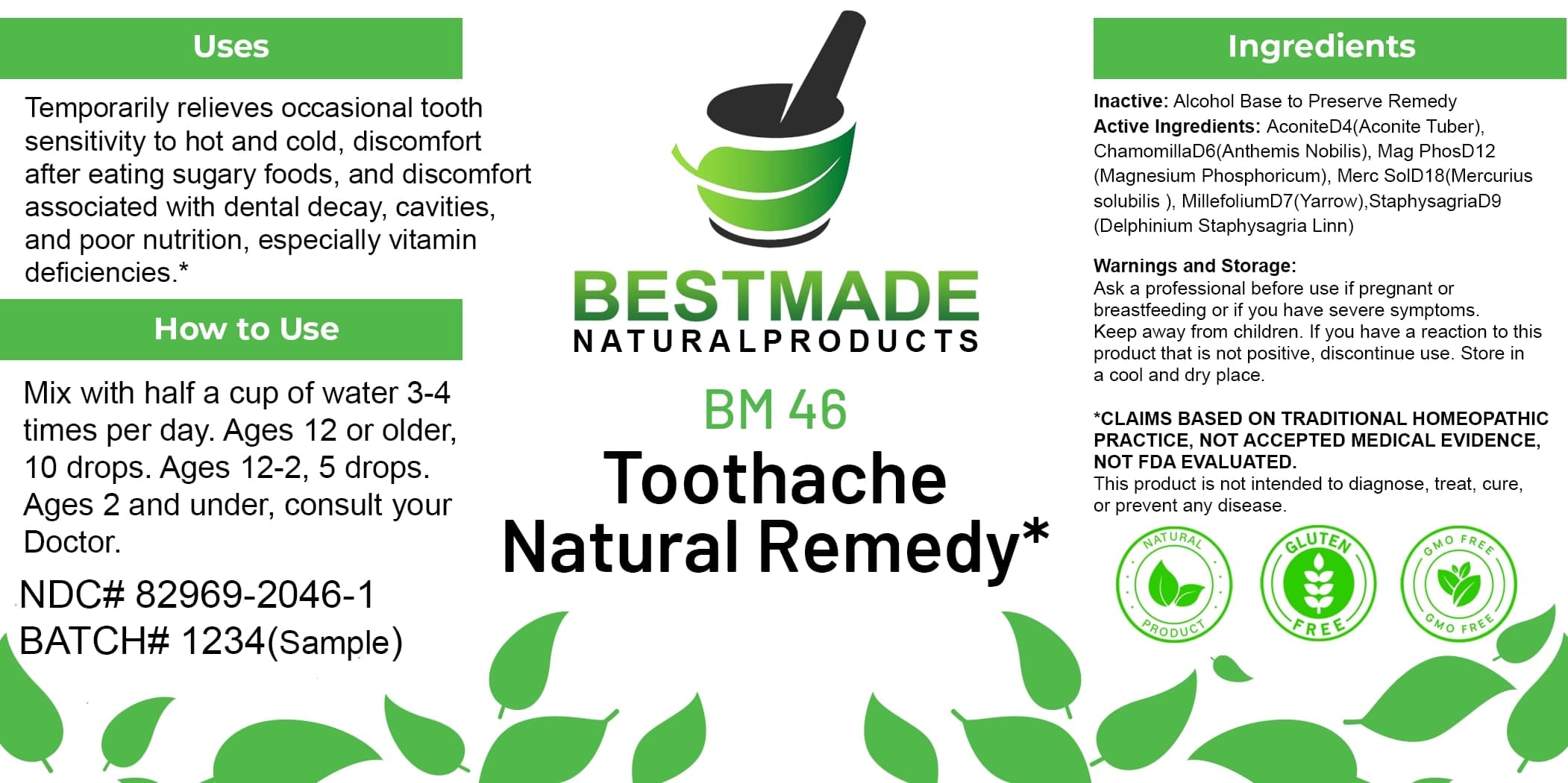 Bestmade Natural Products Bm46 package label