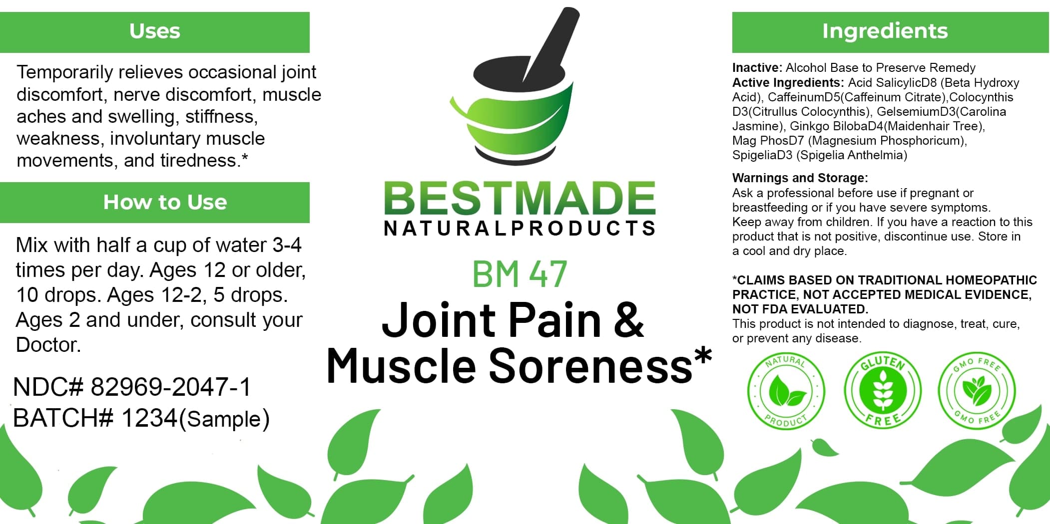 Bestmade Natural Products Bm47 package label