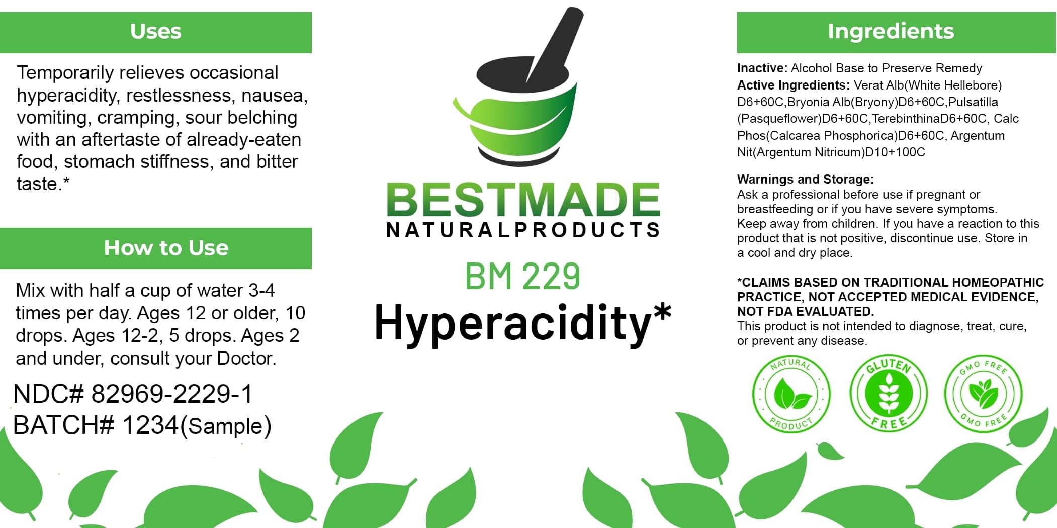 Bestmade Natural Products Bm229 package label
