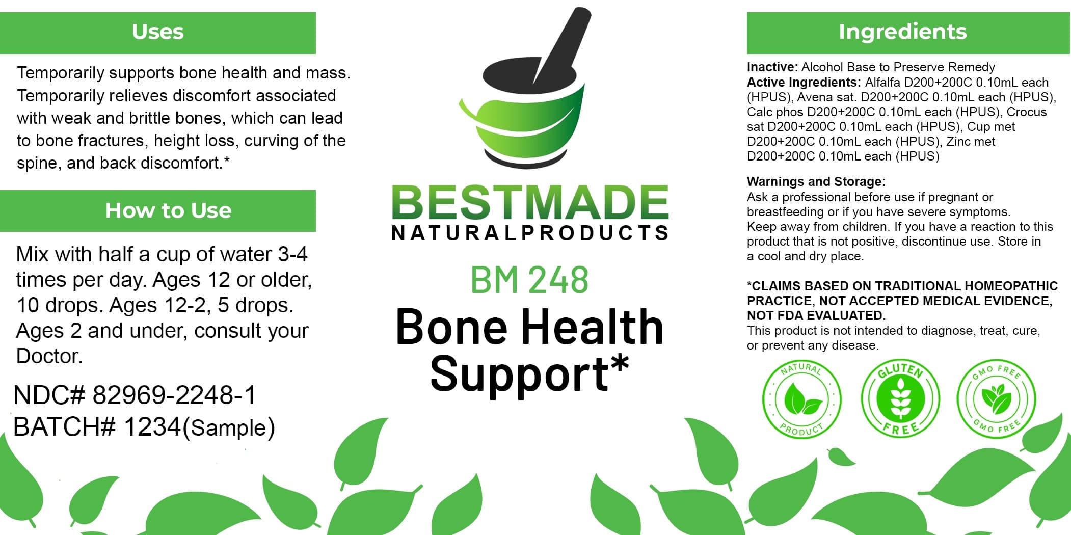 Bestmade Natural Products Bm248 package label