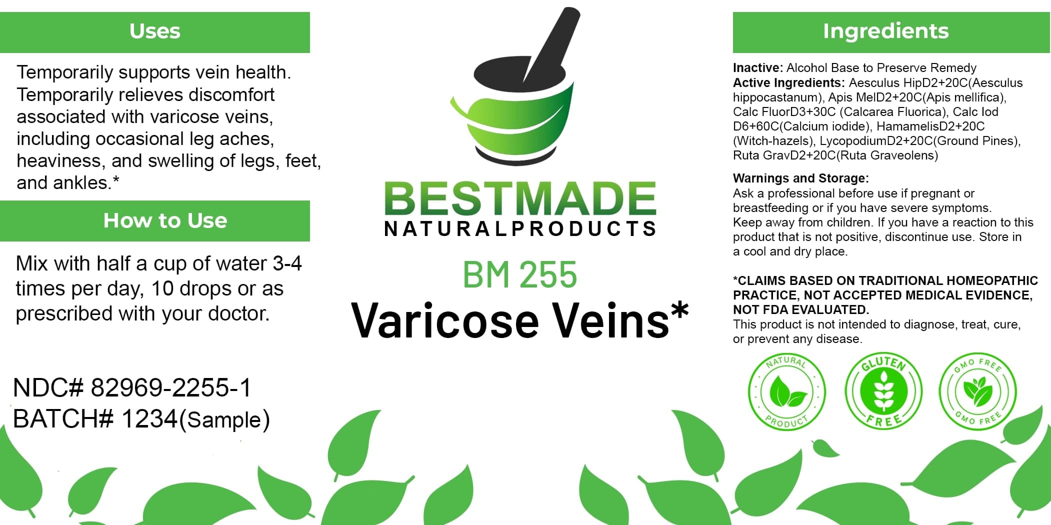 Bestmade Natural Products Bm255 package label