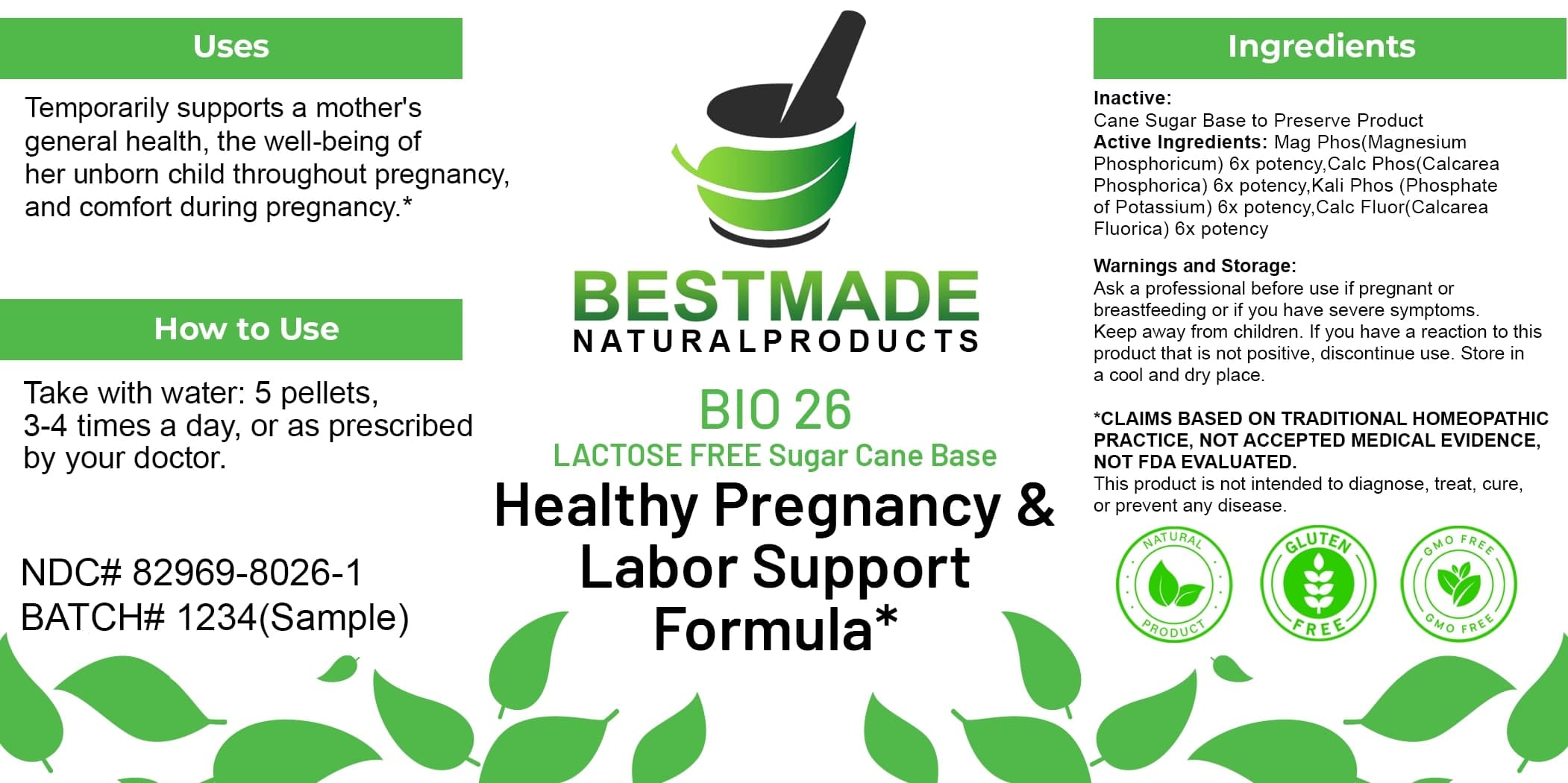 Bestmade Natural Products Bio26 package label