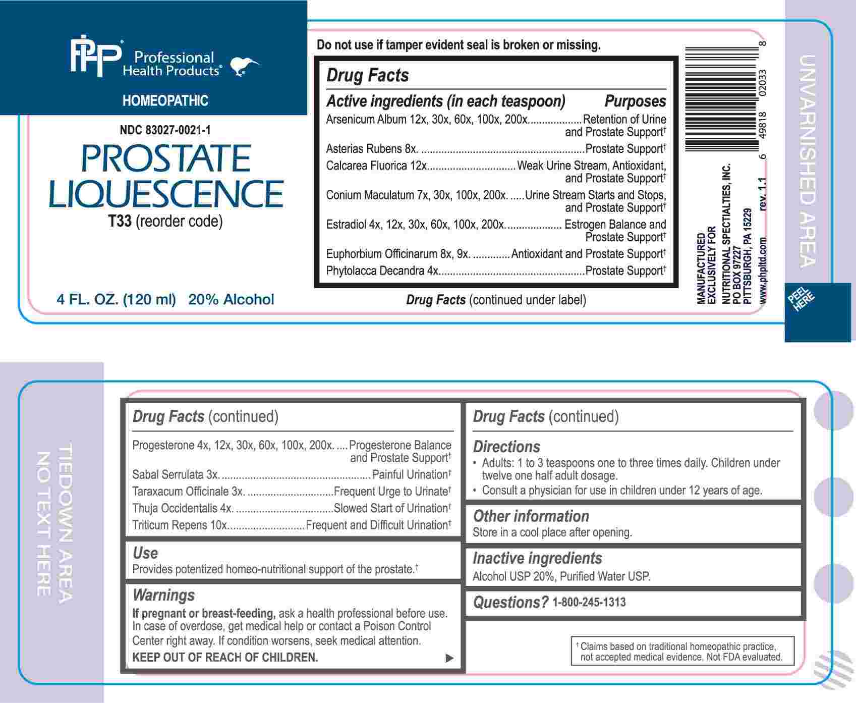 Prostate Liquescence package label