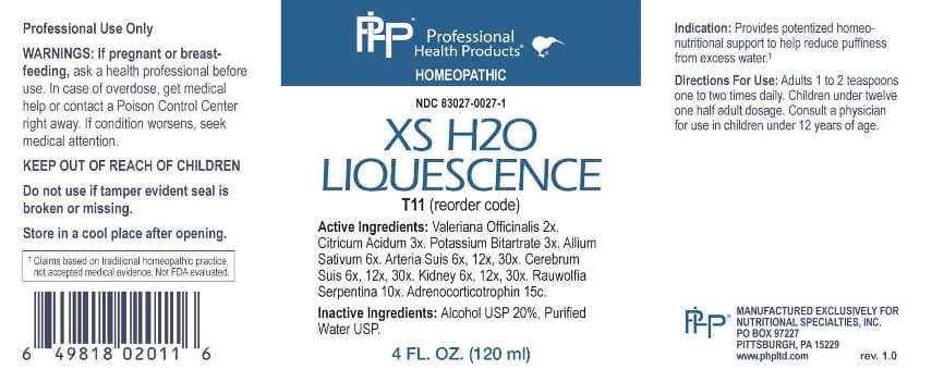 Xs H2o Liquescence package label