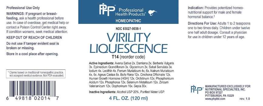 Virility Liquescence package label