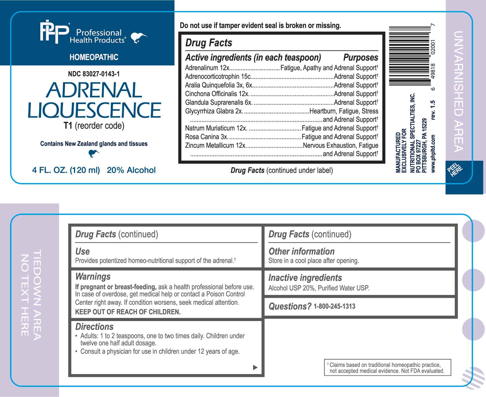 Adrenal Liquescence package label