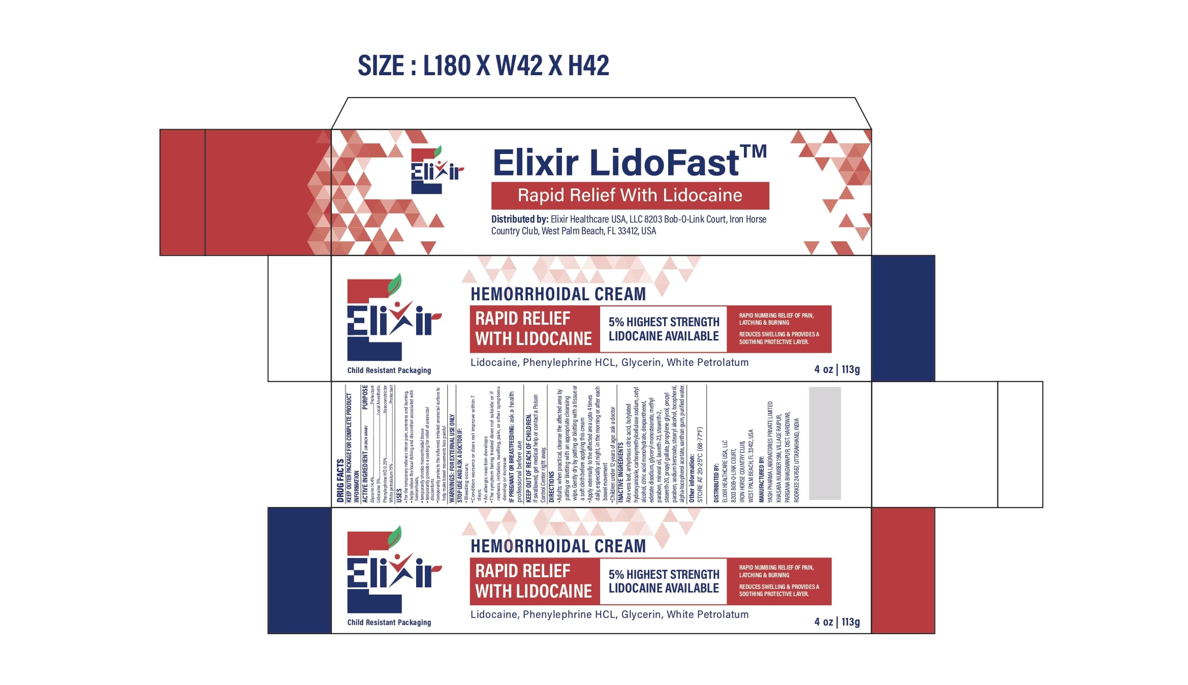 Elixirlidofast Rapid Relief package label