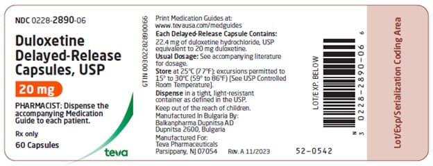 Duloxetine package label